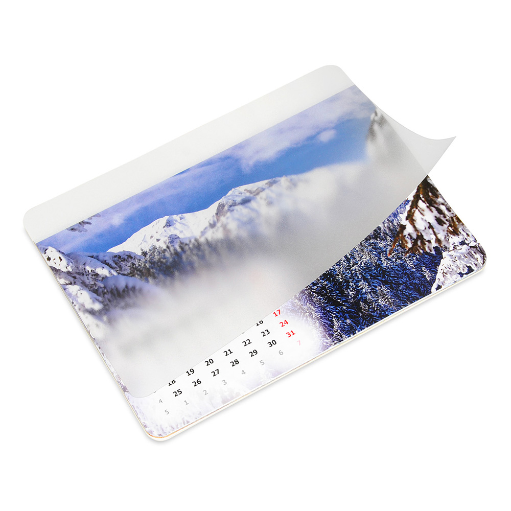 Mousepad with individually printed calendar and with a printed white stripe on the flap- PK BP